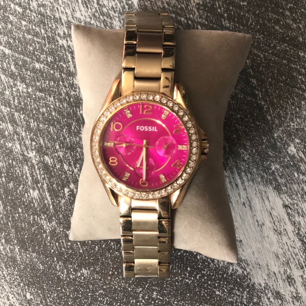 FOSSIL gold & pink watch! 🥰